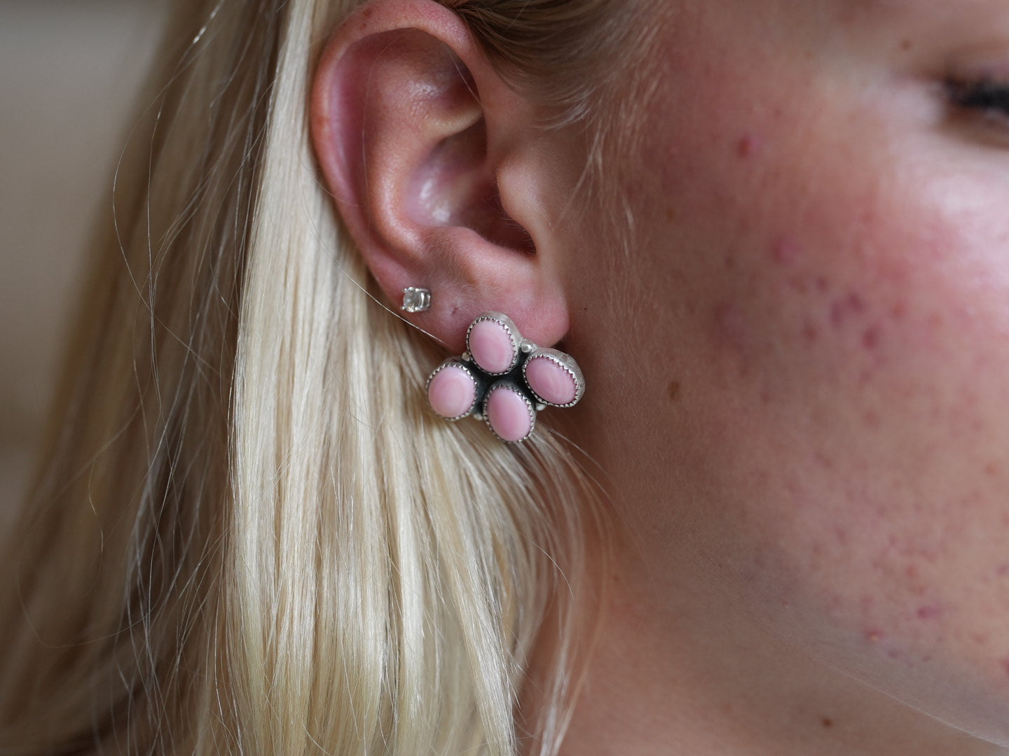 Pink Cluster Earrings